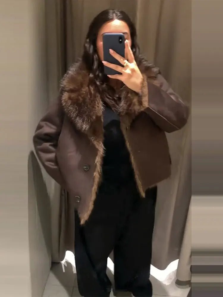Jenny Reversible Faux Fur Leather Jacket for Women - Warm Women's Jacket and Stylish Women's Coats 0