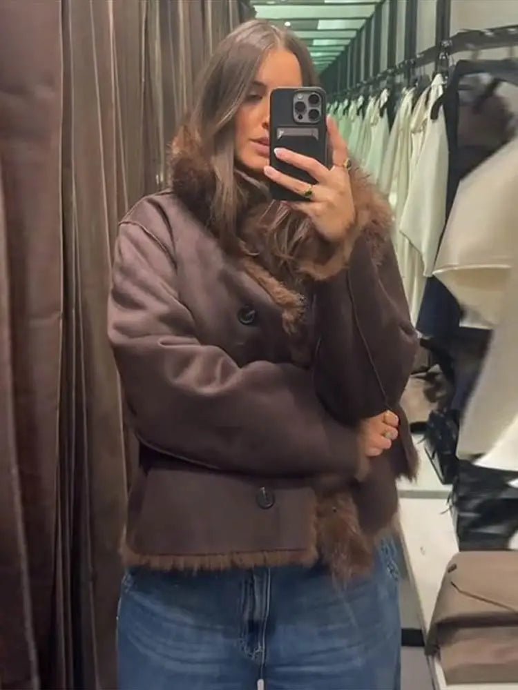 Jenny Reversible Faux Fur Leather Jacket for Women - Warm Women's Jacket and Stylish Women's Coats 4