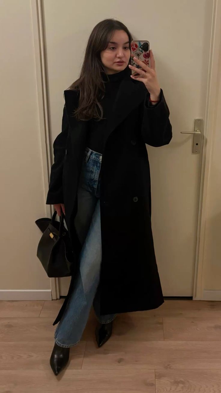 Feline Long Belted High Collar Coat
