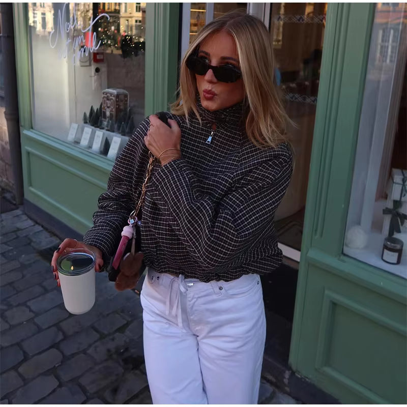 Erica Houndstooth Zip Jacket Suit
