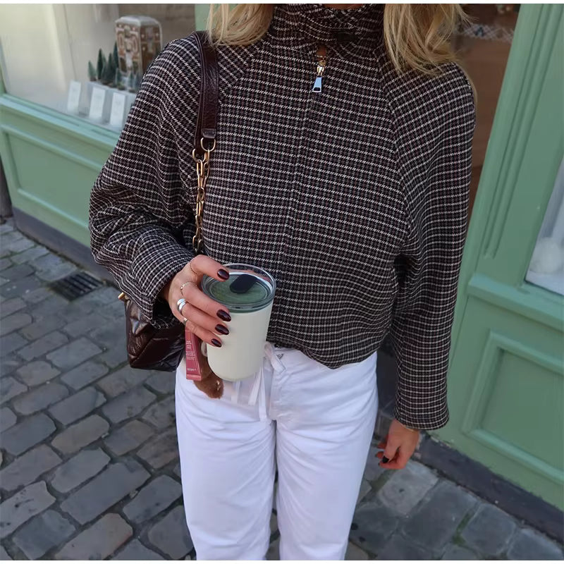 Erica Houndstooth Zip Jacket Suit