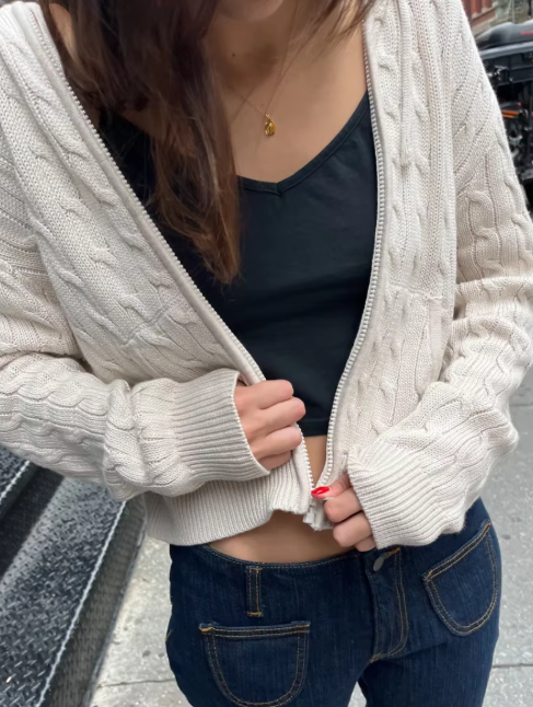 Melanie High Neck Zip Up Knit Cardigan