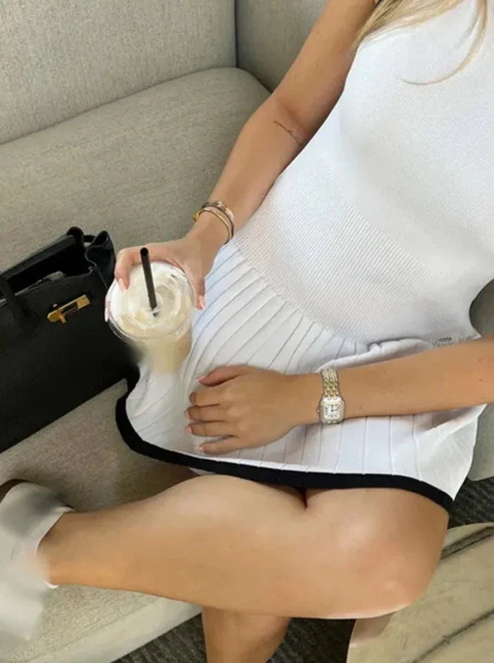 Sophie Drop-Waist Contrast Knit Dress