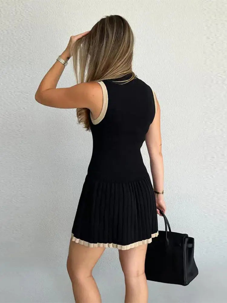 Sophie Drop-Waist Contrast Knit Dress