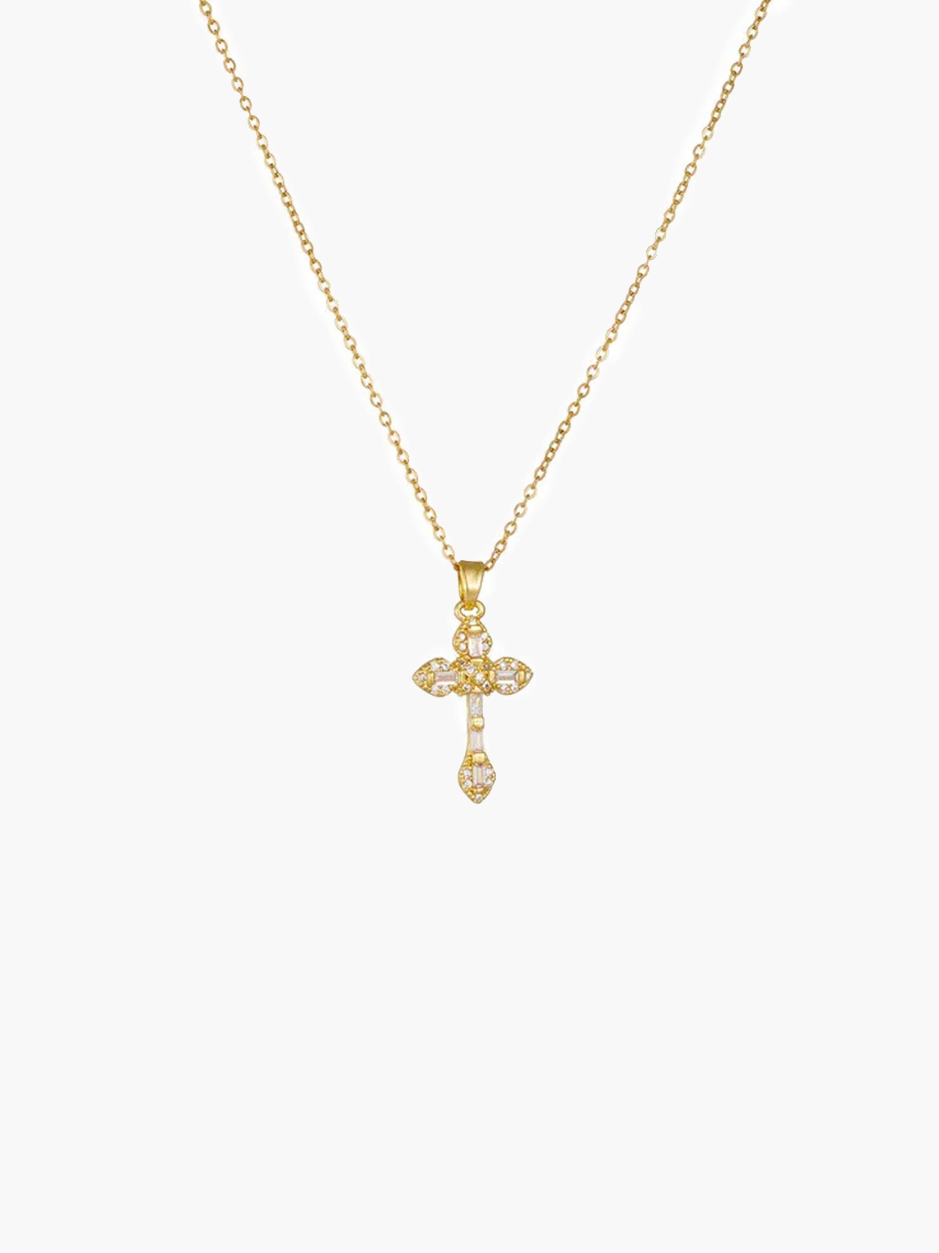 Lucy Zircon Cross Pendant Necklace