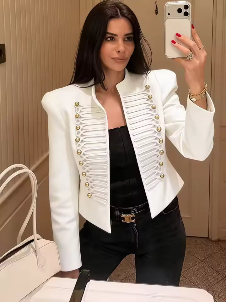Denise Military Faux Leather Jacket
