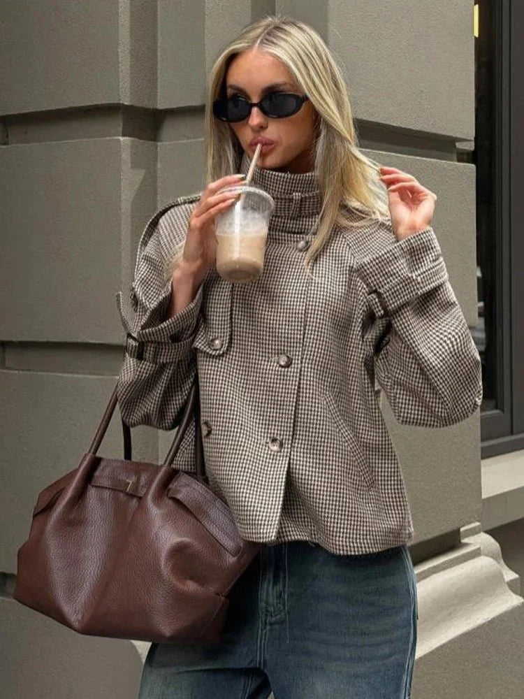 Helen Houndstooth Plaid Jacket