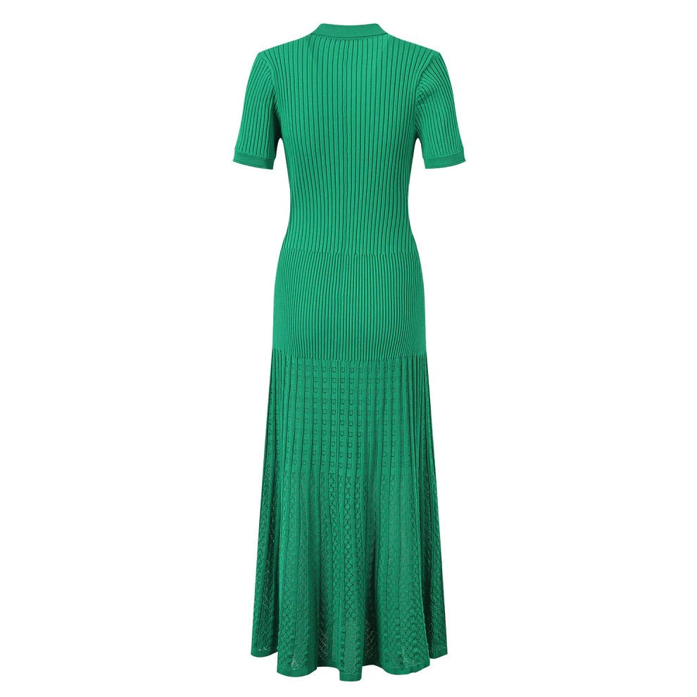 Sophia Ribbed Knit Polo Maxi Dress
