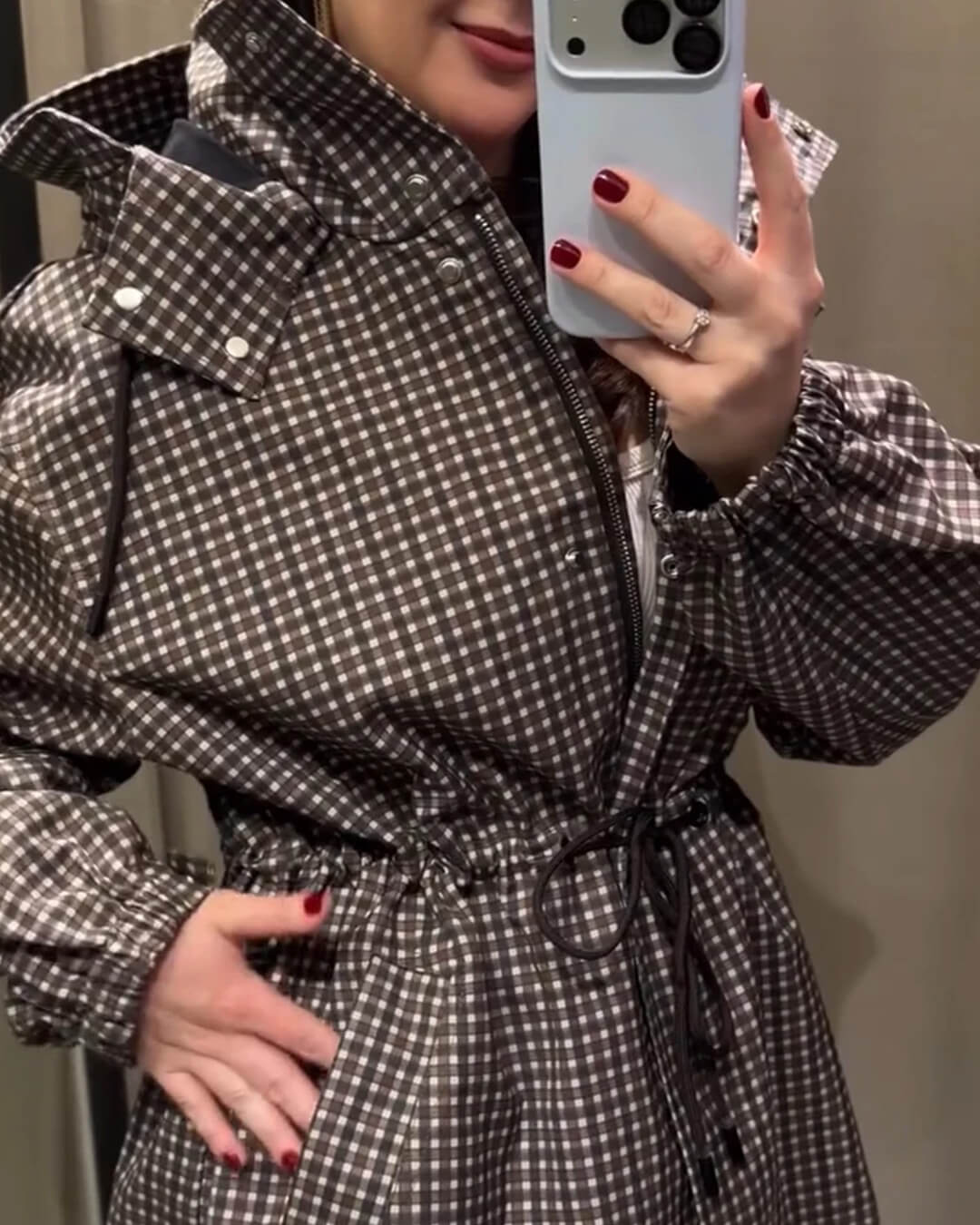 Jenny Plaid Hooded Windbreaker Jacket
