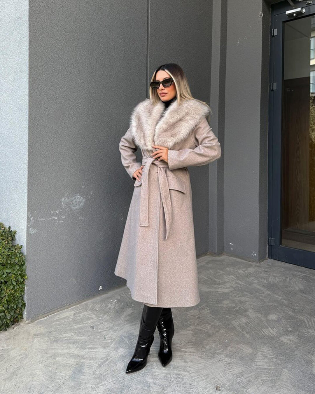 Lola Faux Fur Collar Maxi Coat