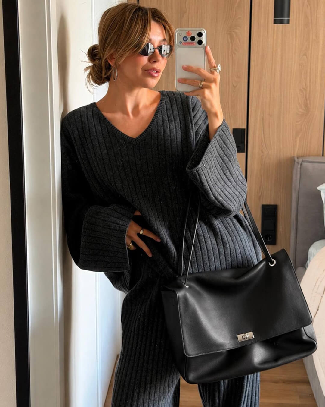 Ava Maxi Flap Leather Shoulder Bag
