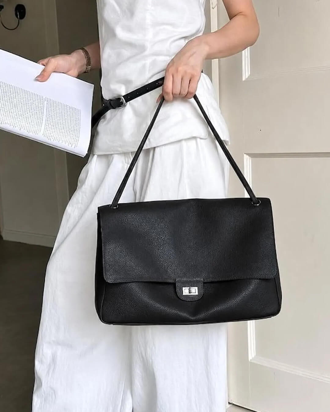Ava Maxi Flap Leather Shoulder Bag