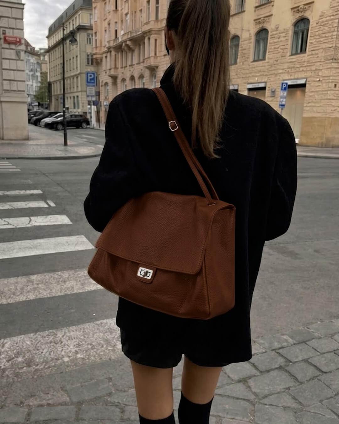 Ava Maxi Flap Leather Shoulder Bag