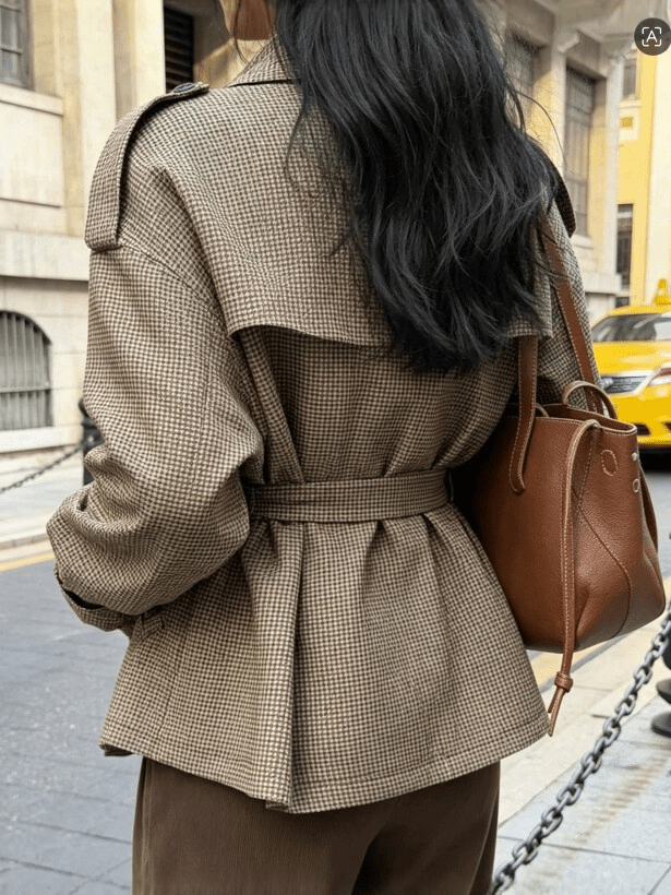 Ellen Houndstooth Plaid Blazer