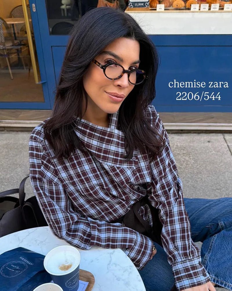 Monica Plaid Poplin Wrap Shirt