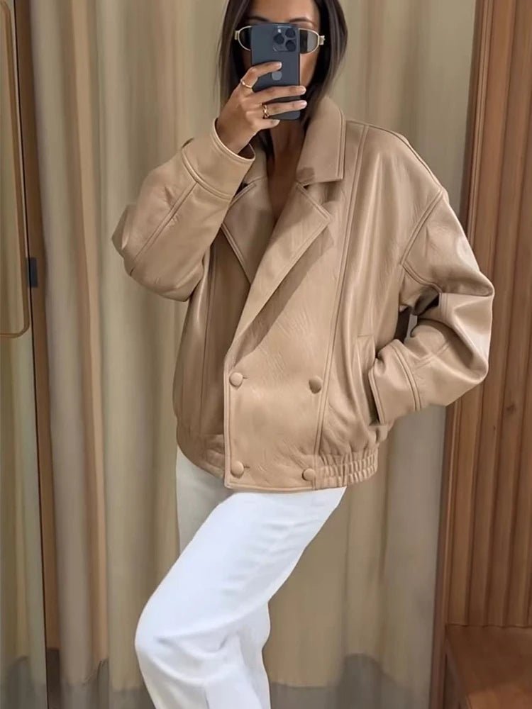 Isabel Double Breasted Faux Leather Coat