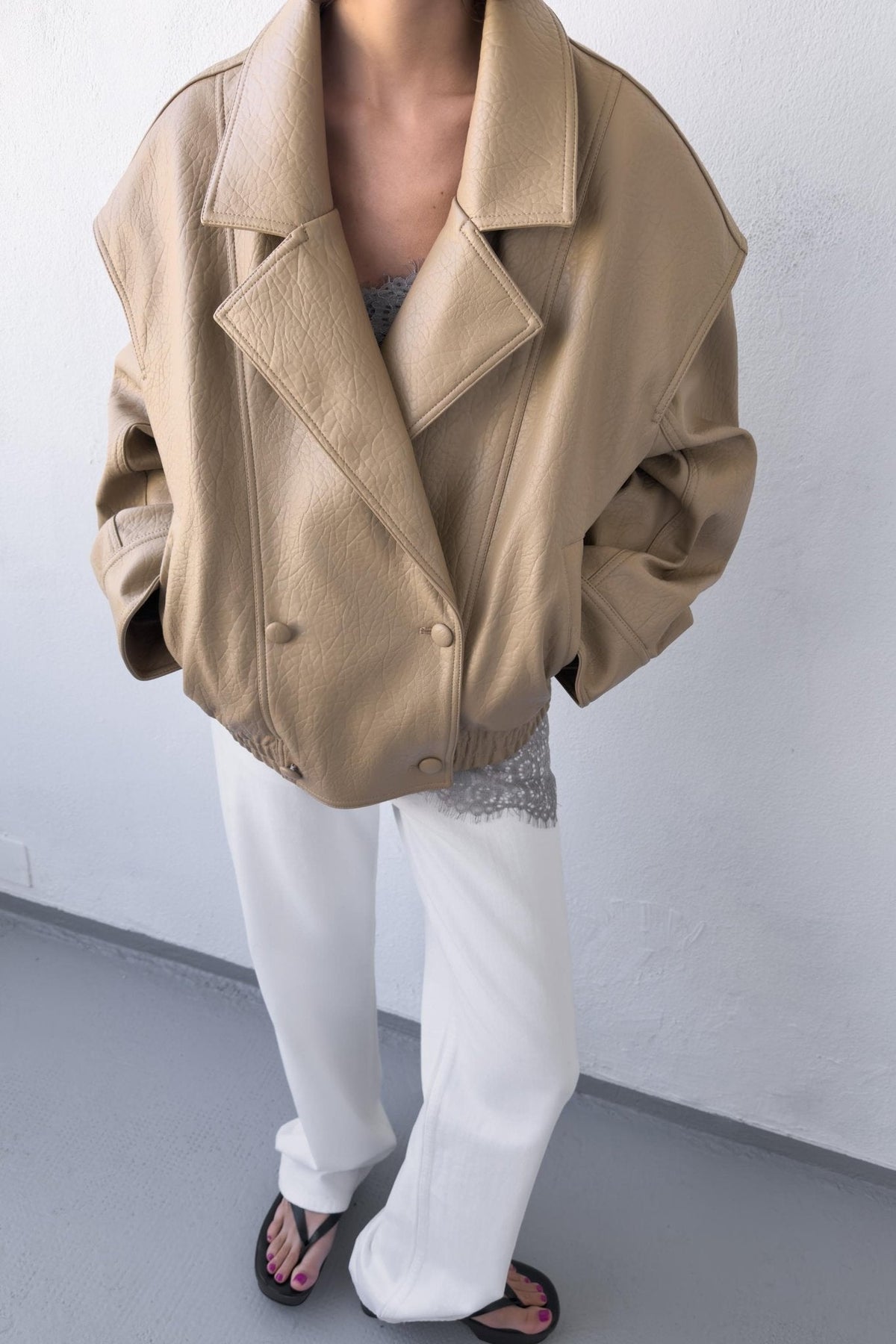Isabel Double Breasted Faux Leather Coat