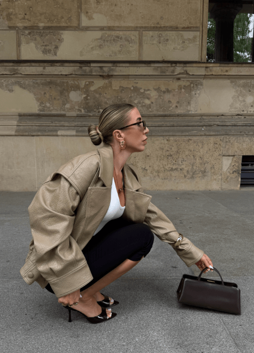 Isabel Double Breasted Faux Leather Coat