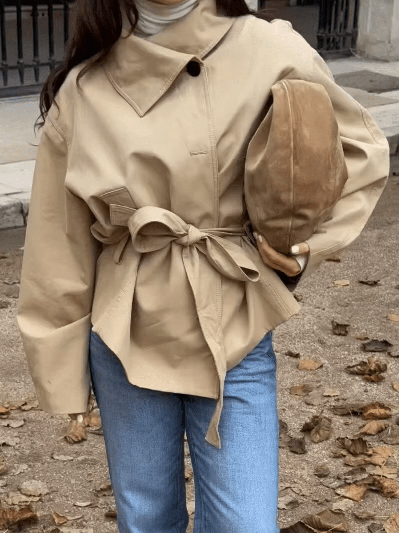 Helena Asymmetric Belted Trench Coat