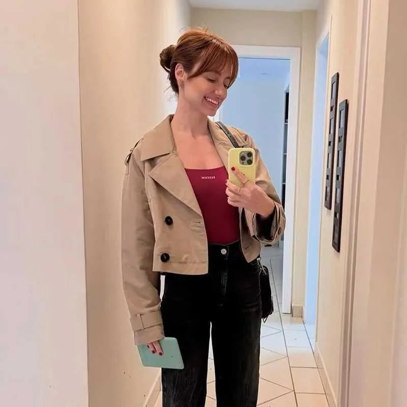 Carla Cropped Double Breasted Trench Coat
