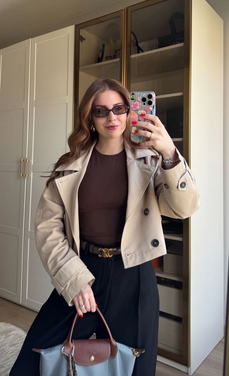 Carla Cropped Double Breasted Trench Coat