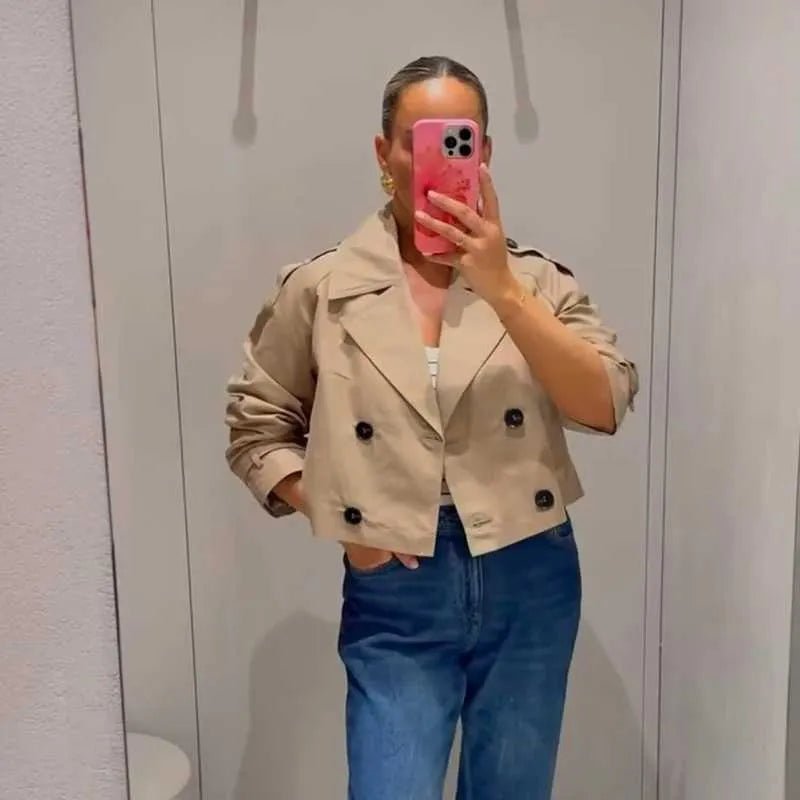 Carla Cropped Double Breasted Trench Coat