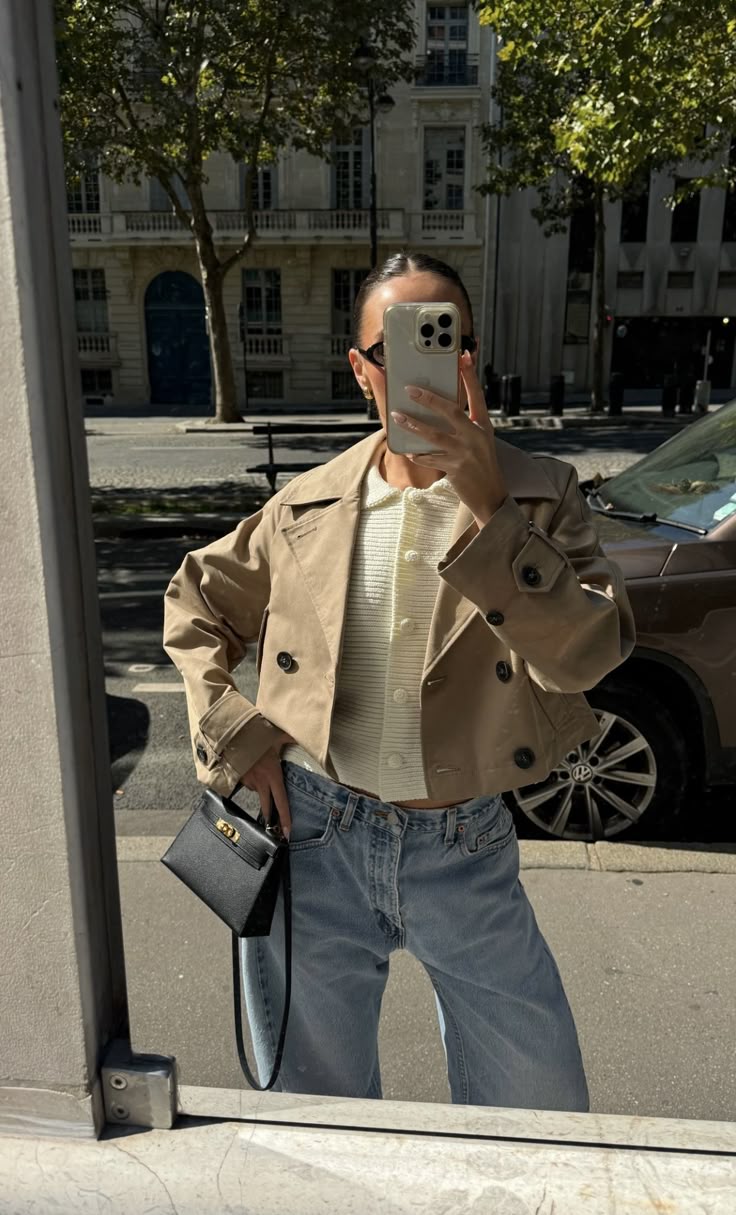 Carla Cropped Double Breasted Trench Coat
