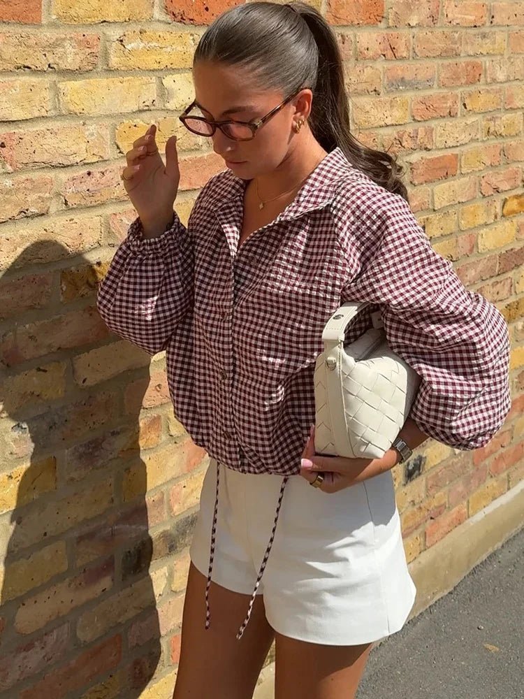 Mila Plaid Drawstring High Neck Jacket