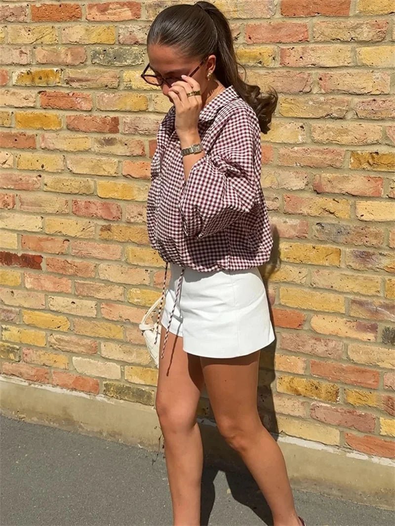 Mila Plaid Drawstring High Neck Jacket