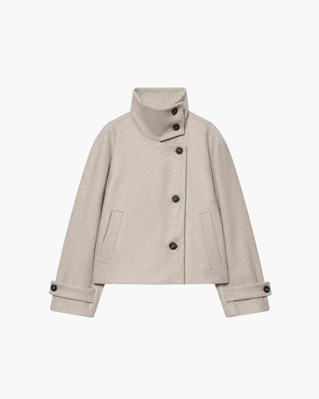 Monica Rose Buckle Stand Collar Coat
