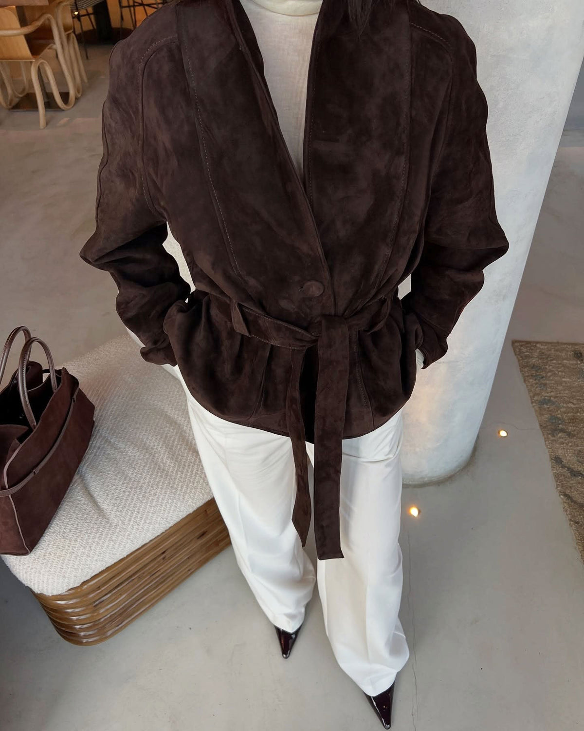 Annie Belted Suede Trench Coat