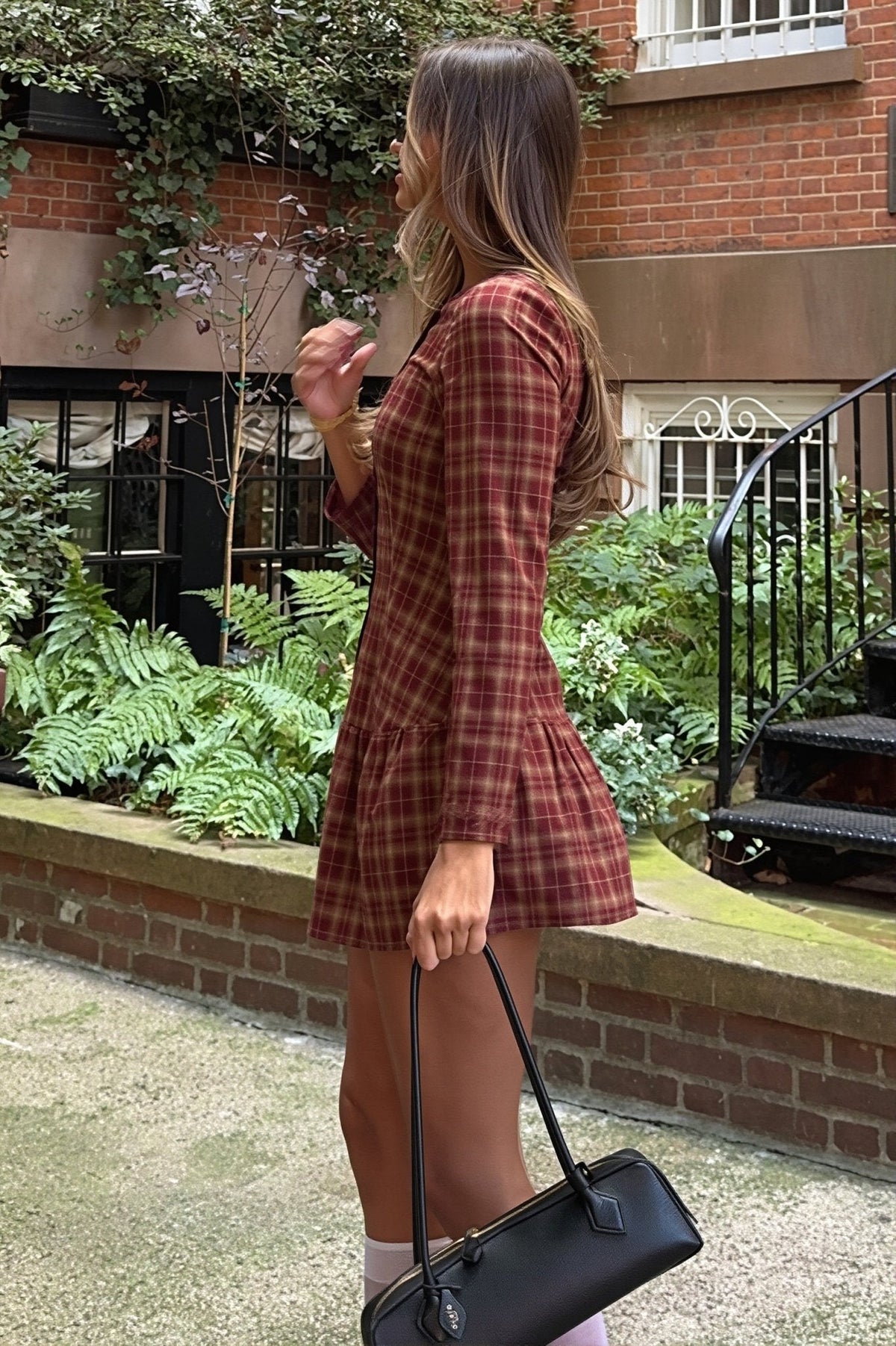 Ellie Long Sleeve Plaid Mini Dress