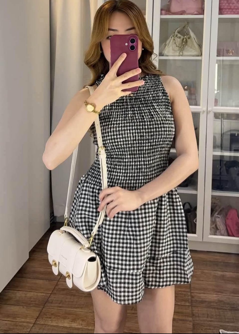 Linda Plaid Smocked Mini Dress