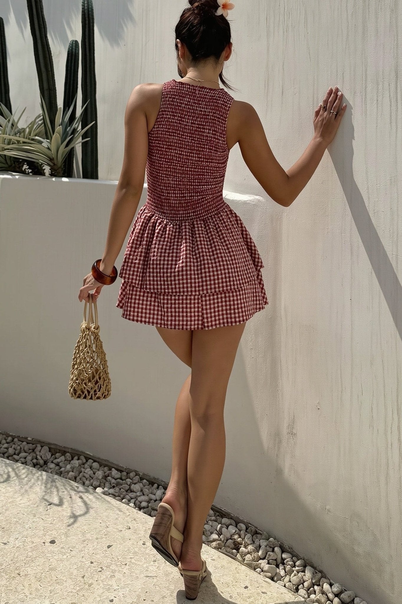 Linda Plaid Smocked Mini Dress