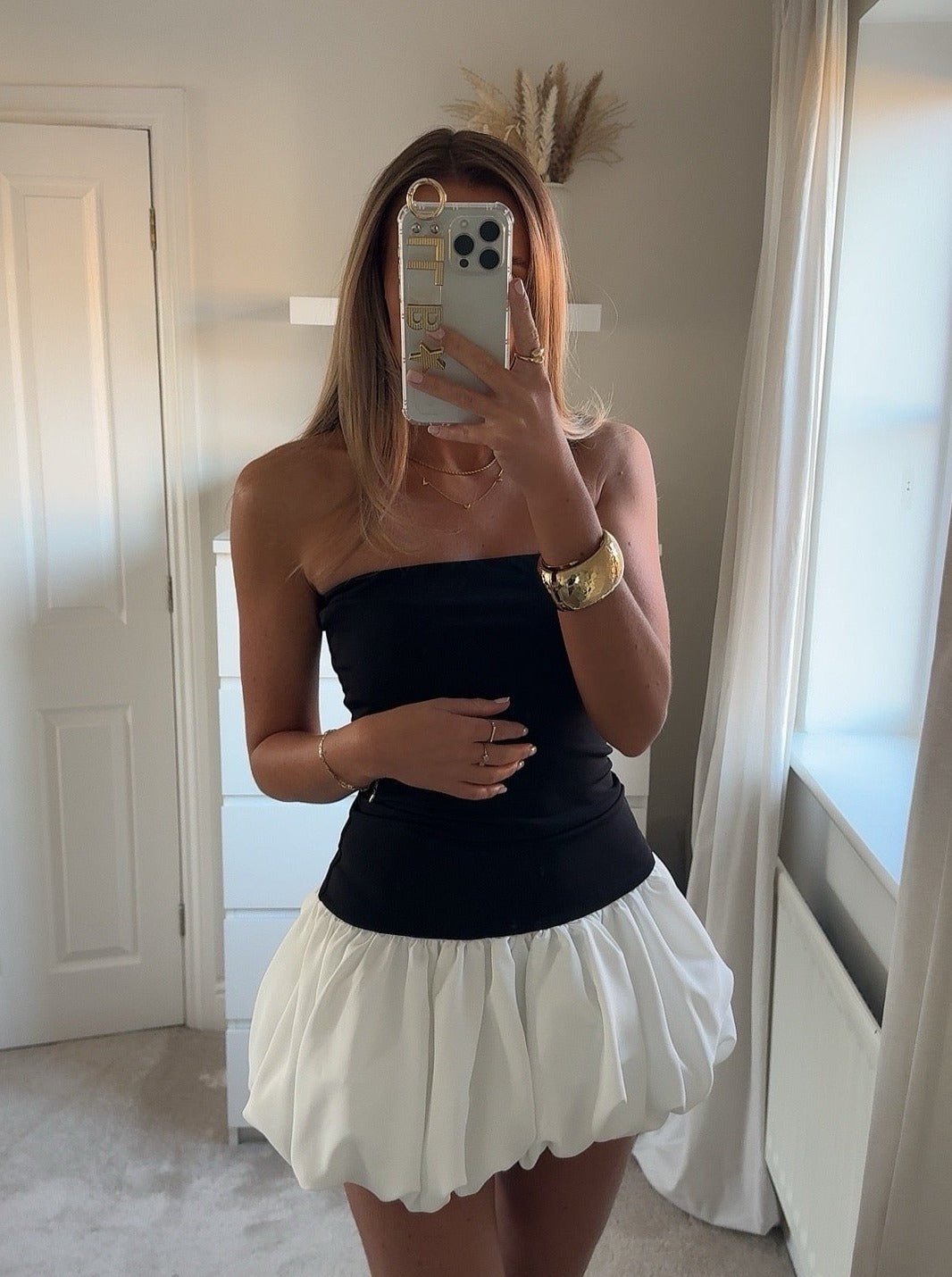 Sienna Drop-Waist Bubble-Hem Dress