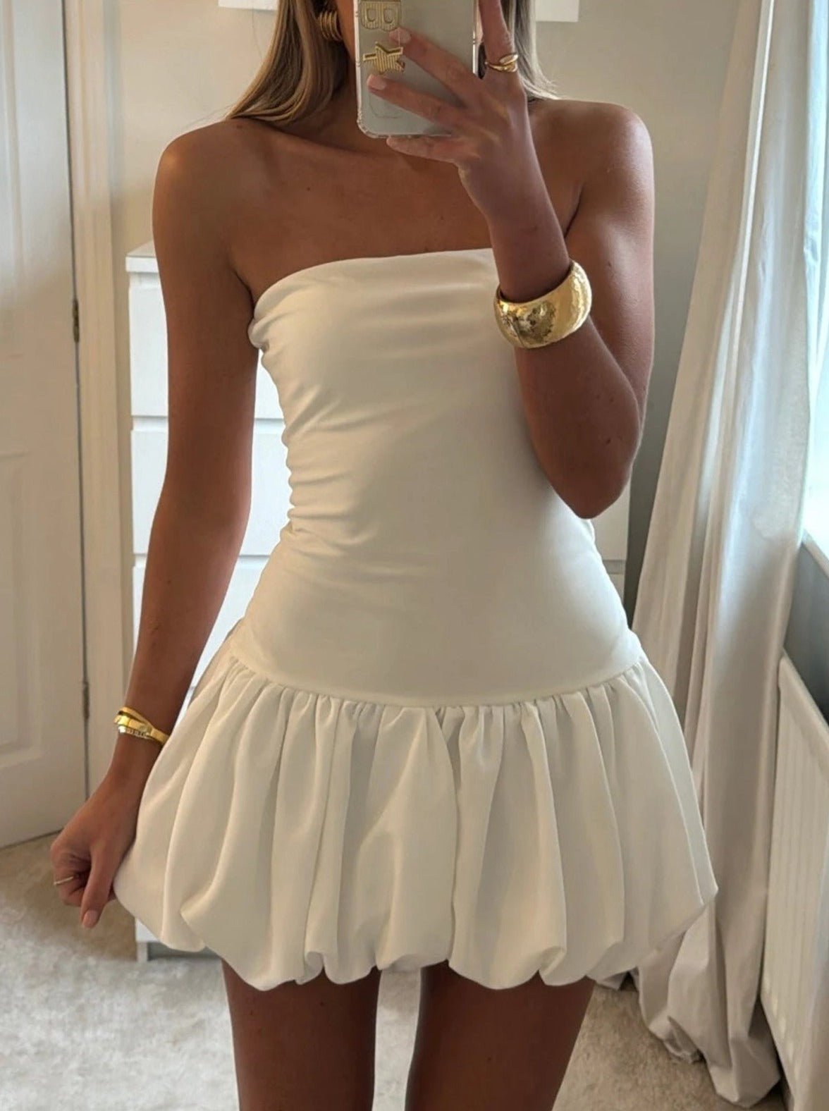 Sienna Drop-Waist Bubble-Hem Dress