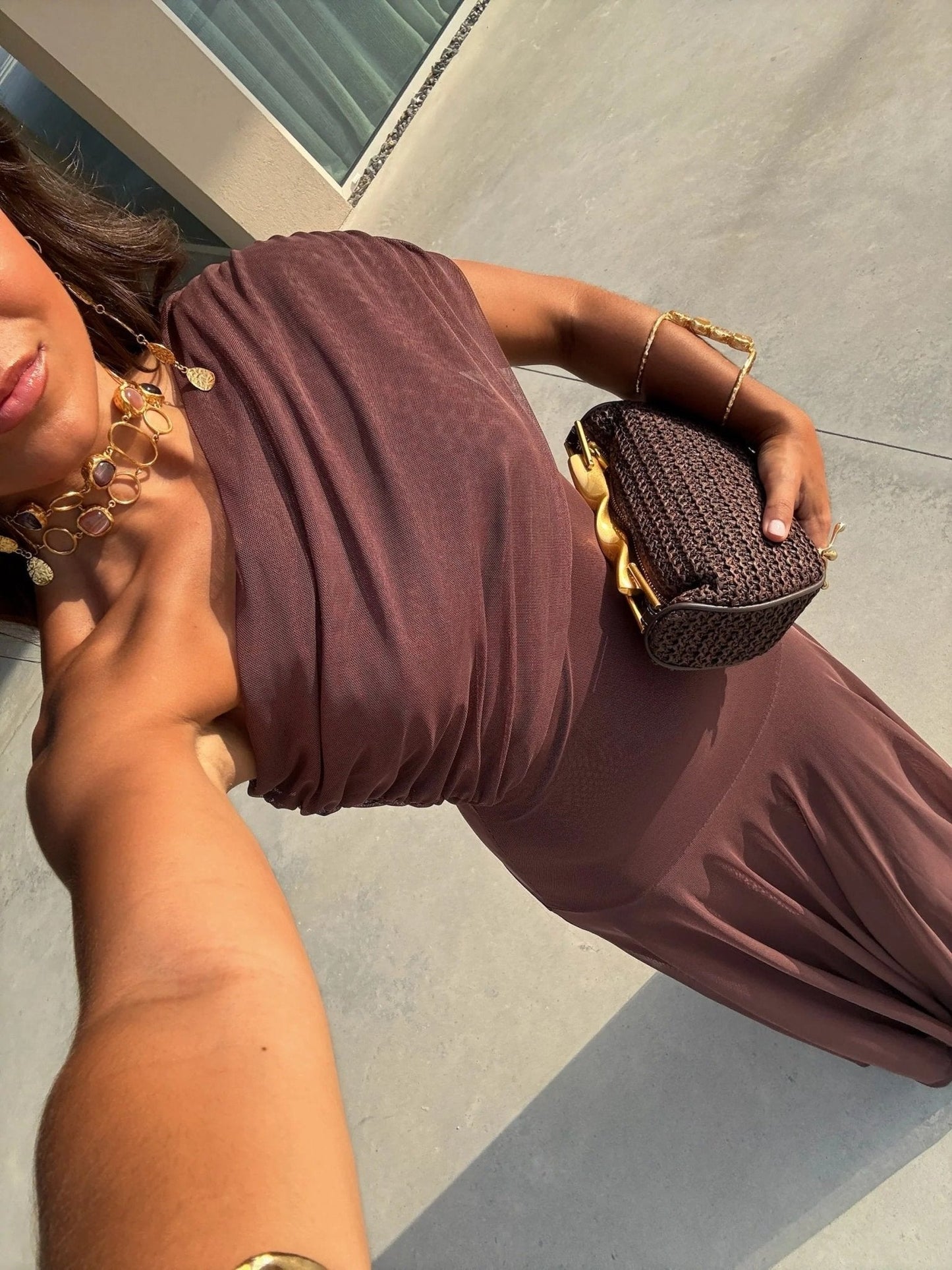 Cecile Off-Shoulder Ruched Maxi Dress