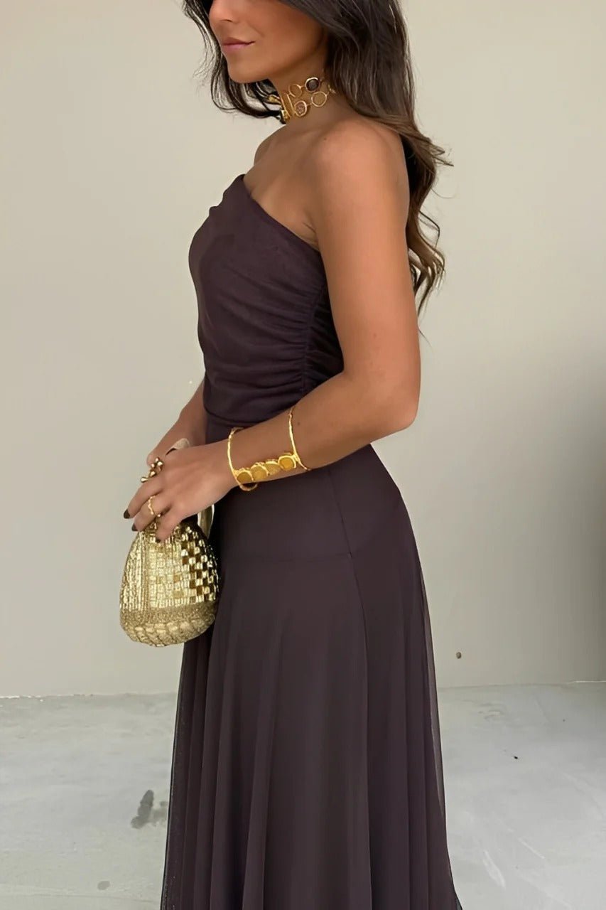 Cecile Off-Shoulder Ruched Maxi Dress