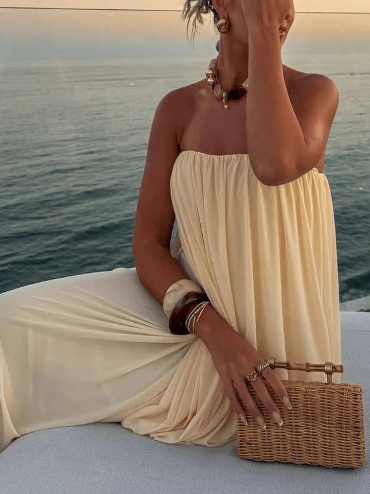 Erika Strapless Pleated Maxi Dress