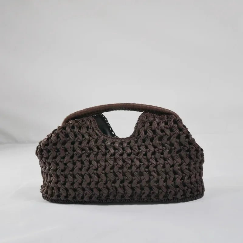 Sophia Woven Straw Shell Clutch