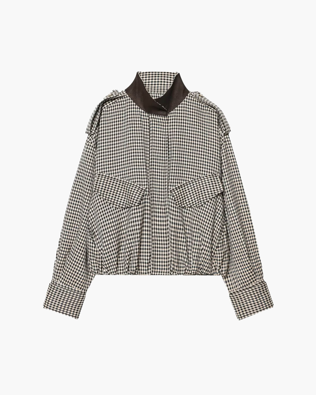 Lisa High Neck Checked Bomber Jacket