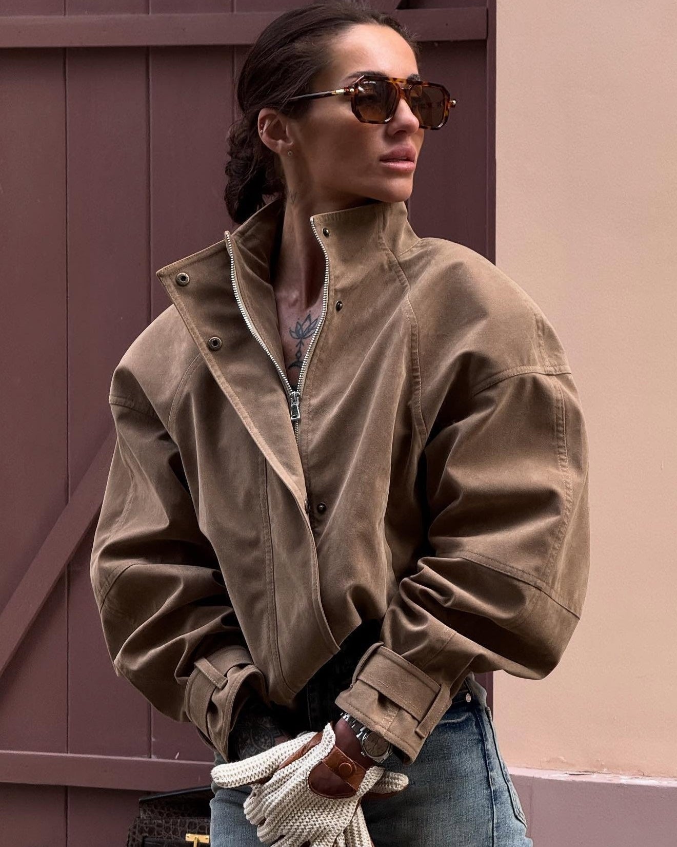 Emily Faux Suede Zip Jacket