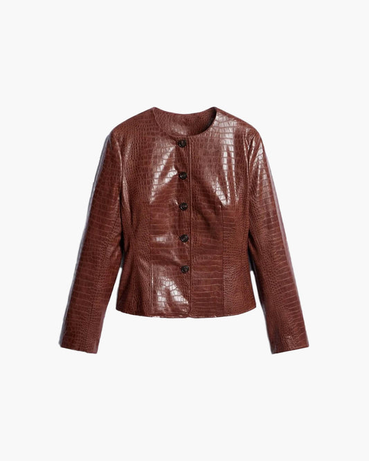 Ruth Croc Embossed Faux Leather Jacket