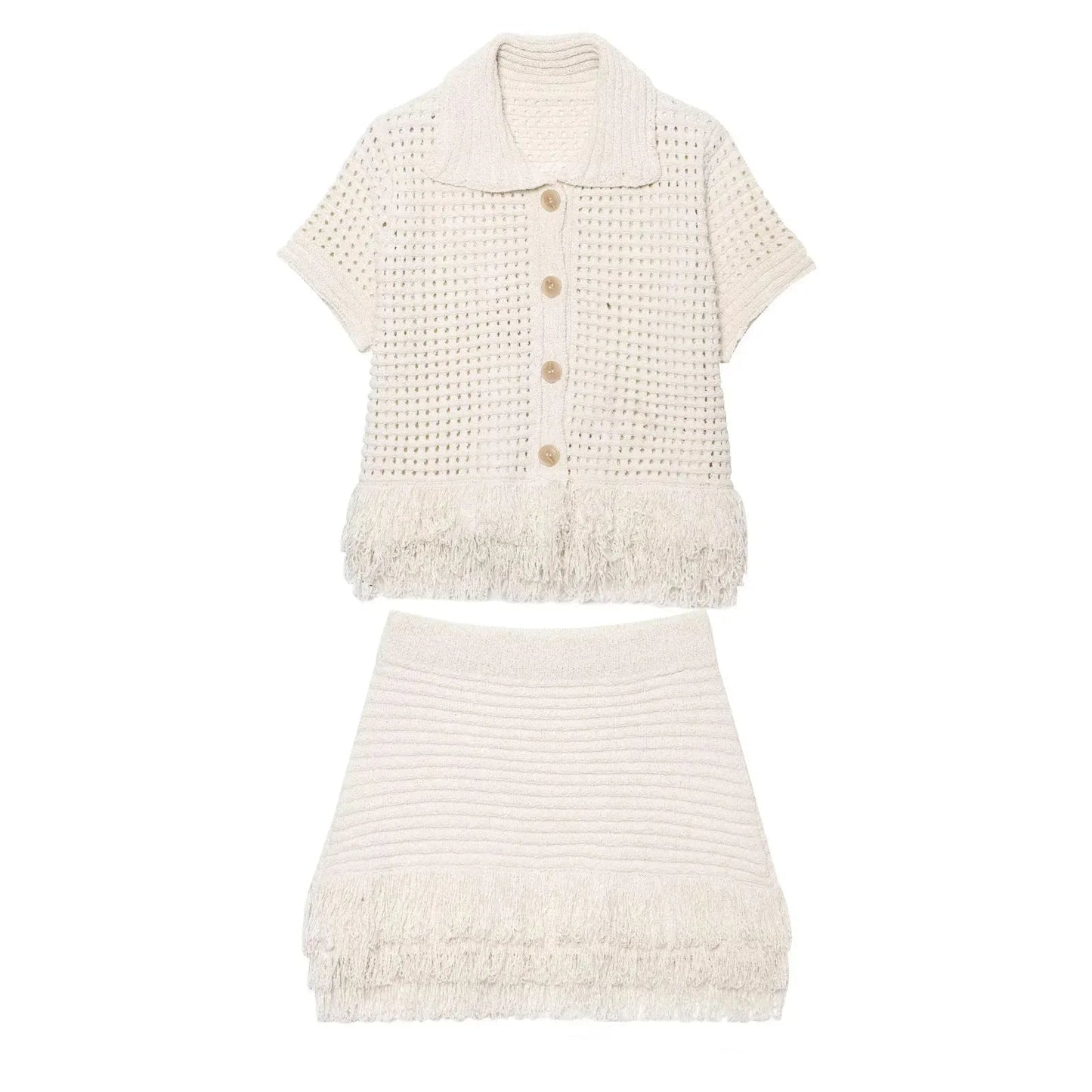 Demetra Knitted Tassel Skirt Set