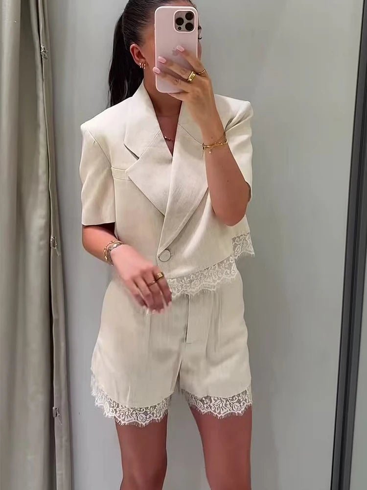 Margot Lace Detail Two-Piece Short Set