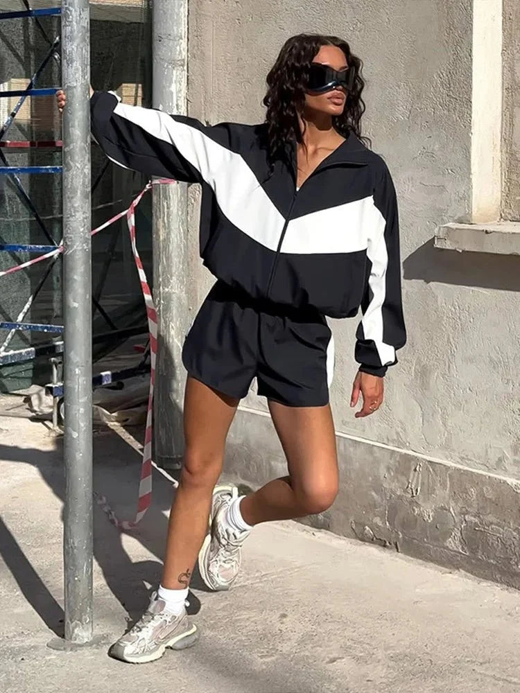 Nadia Colorblock Jacket and Shorts Sport Set
