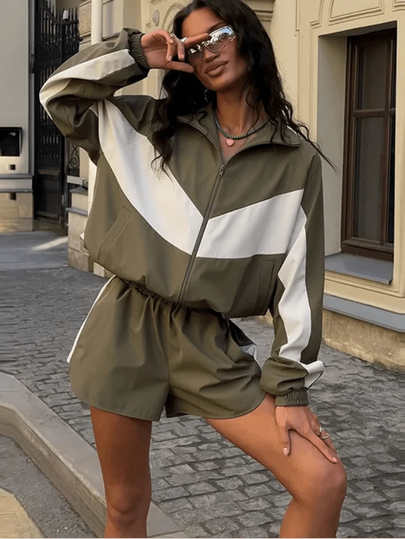 Nadia Colorblock Jacket and Shorts Sport Set