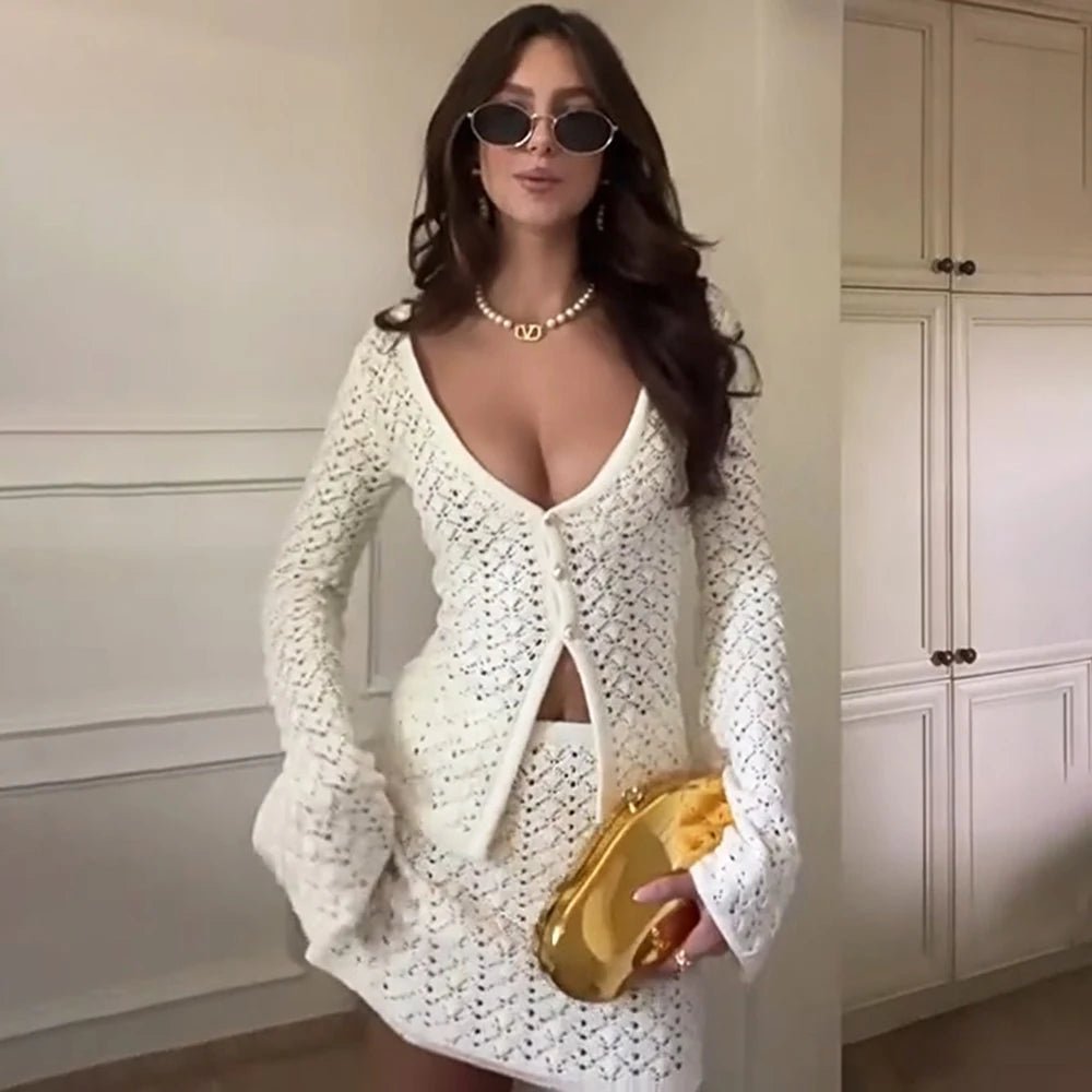 Cordelia Knitted Cardigan Skirt Set