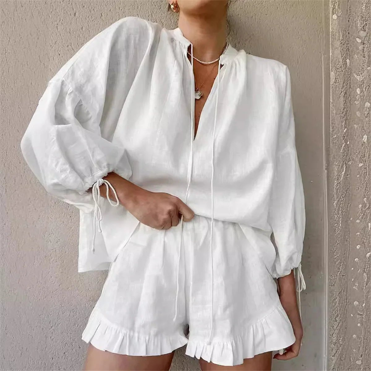 Sara Ruffle Shorts Set