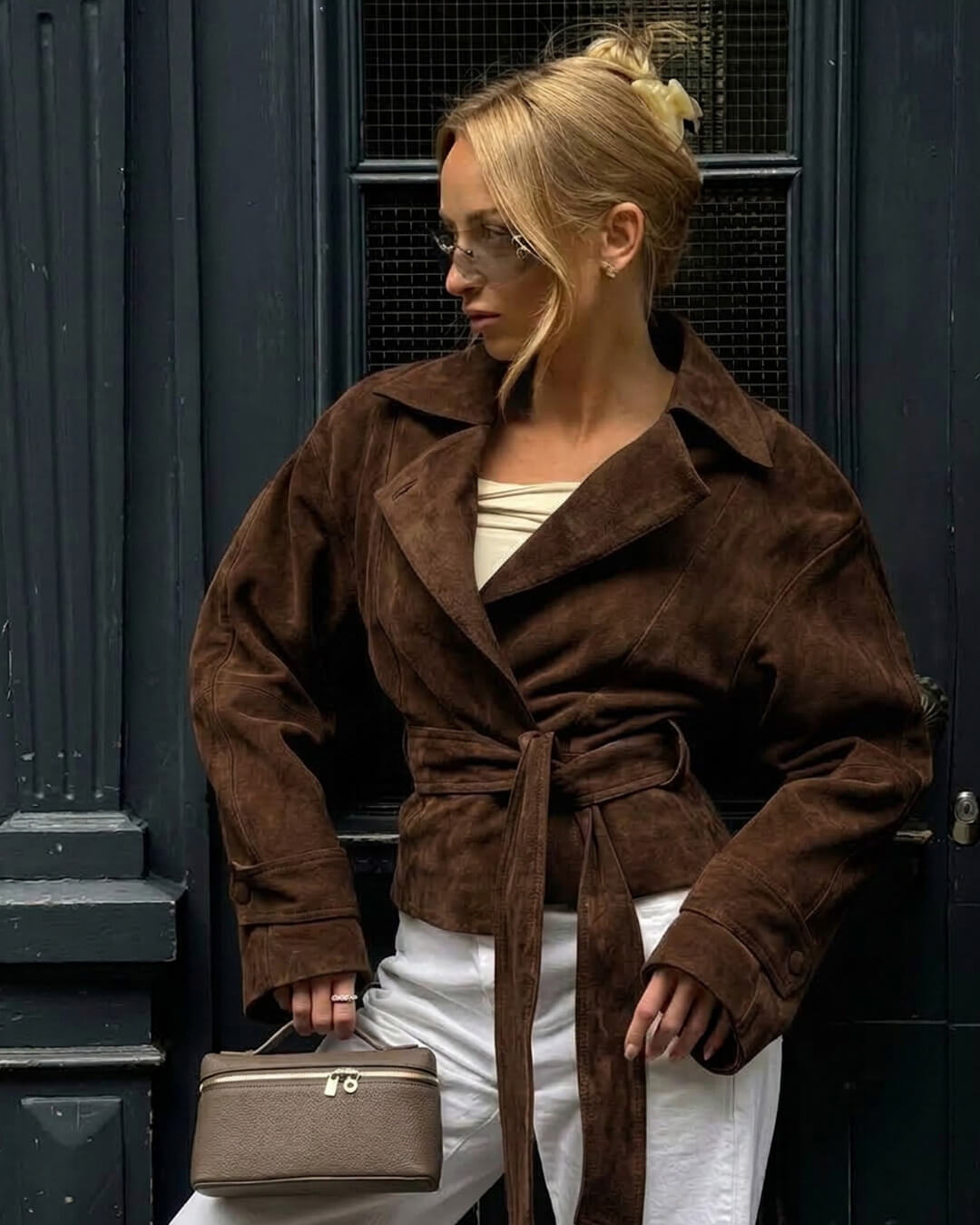 Lisa Faux Suede Belted Wrap Jacket